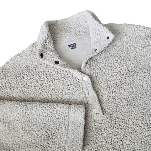 Aerie Sherpa Fleece Snap Up Cream Colored Pullover Women's Medium - Picture 1 of 9